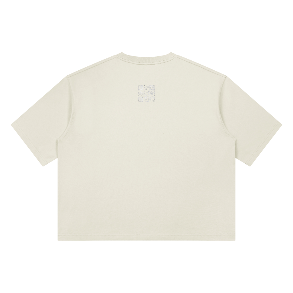 Say It Louder: Oversized QR Tee (White & Grey)