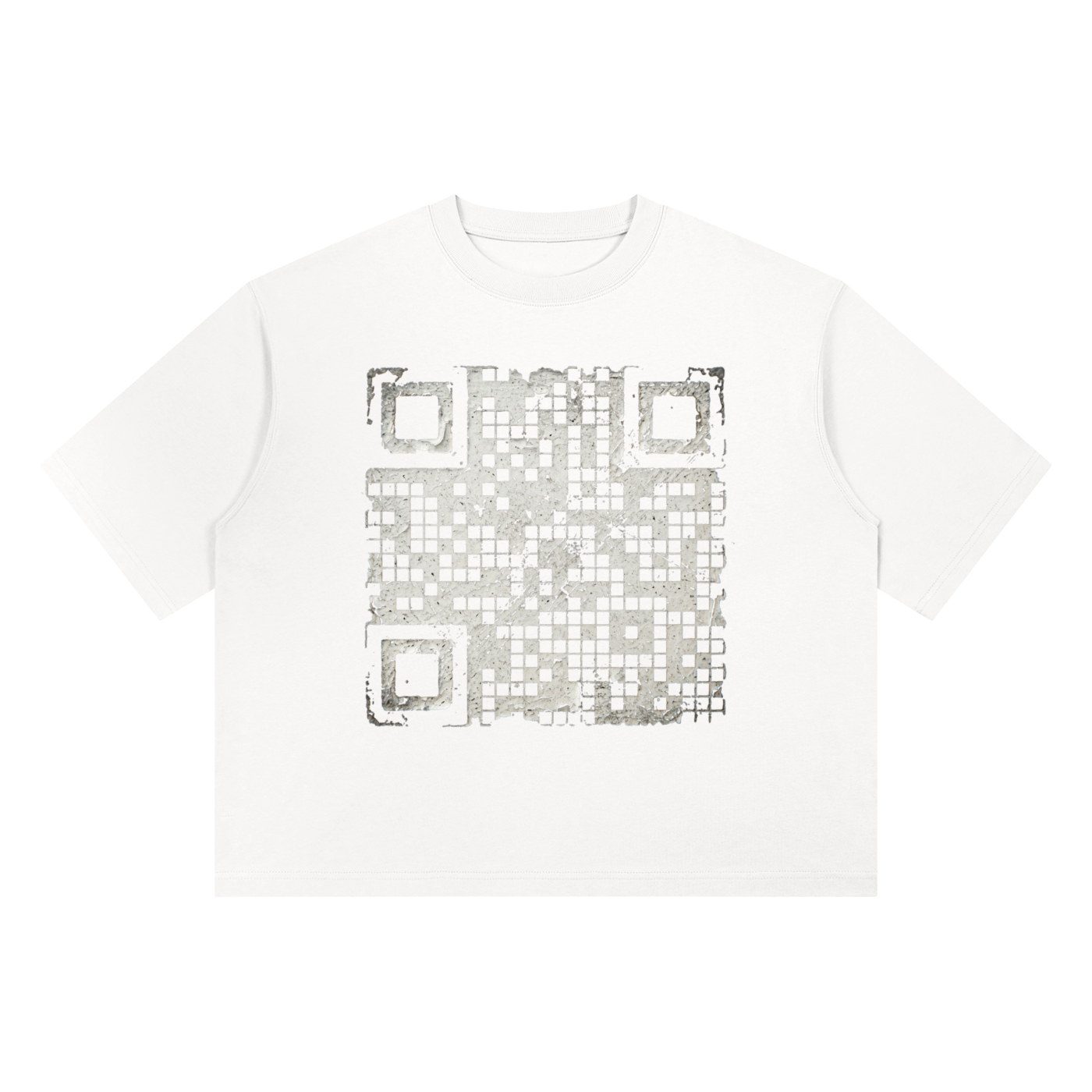 Say It Louder: Oversized QR Tee (White & Grey)