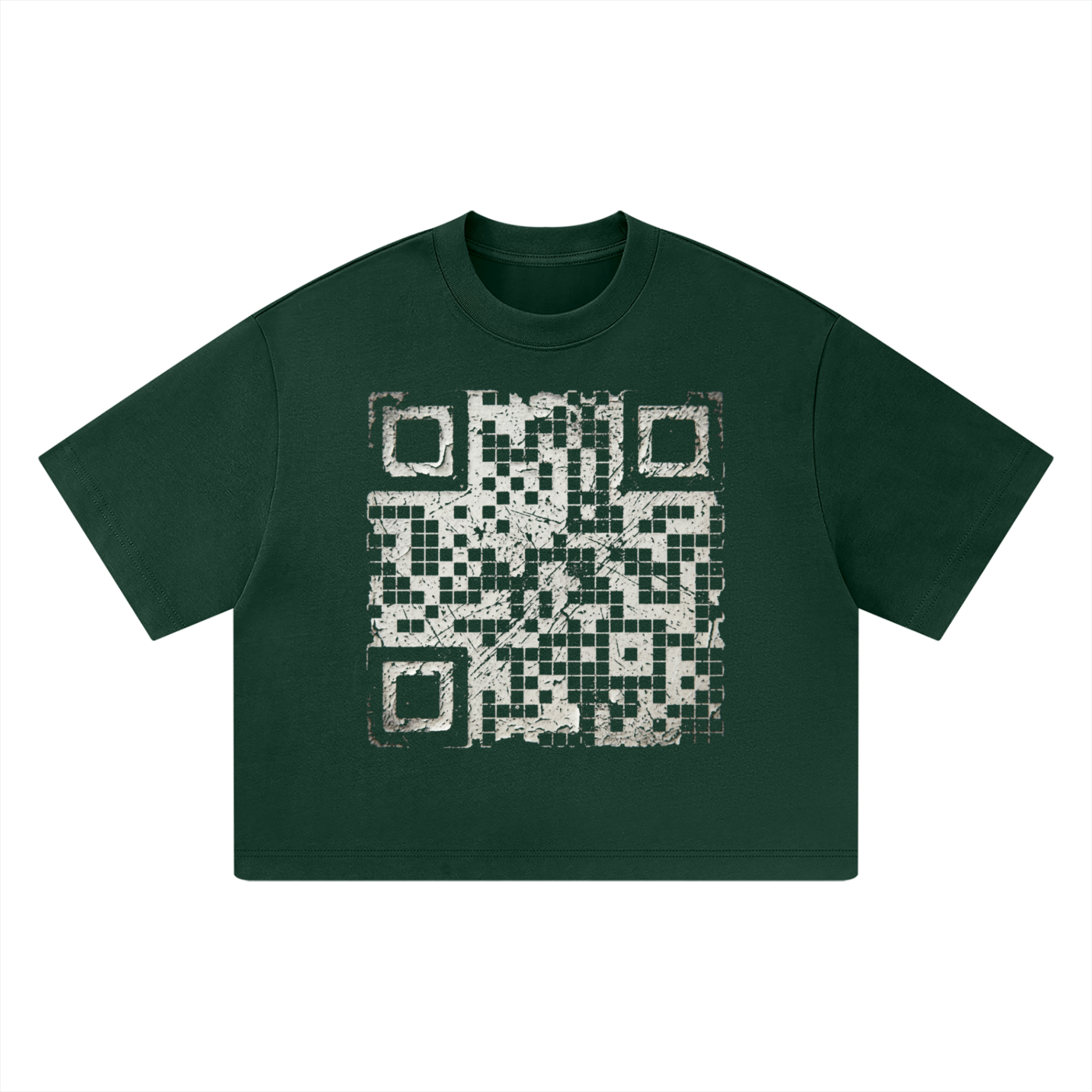 Say It Louder: Distressed QR Boxy Tee (Black & Green)