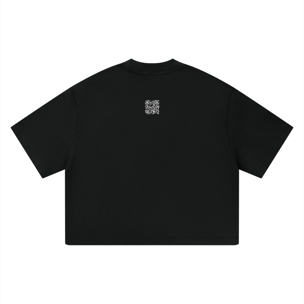 Say It Louder: Distressed QR Boxy Tee (Black & Green)