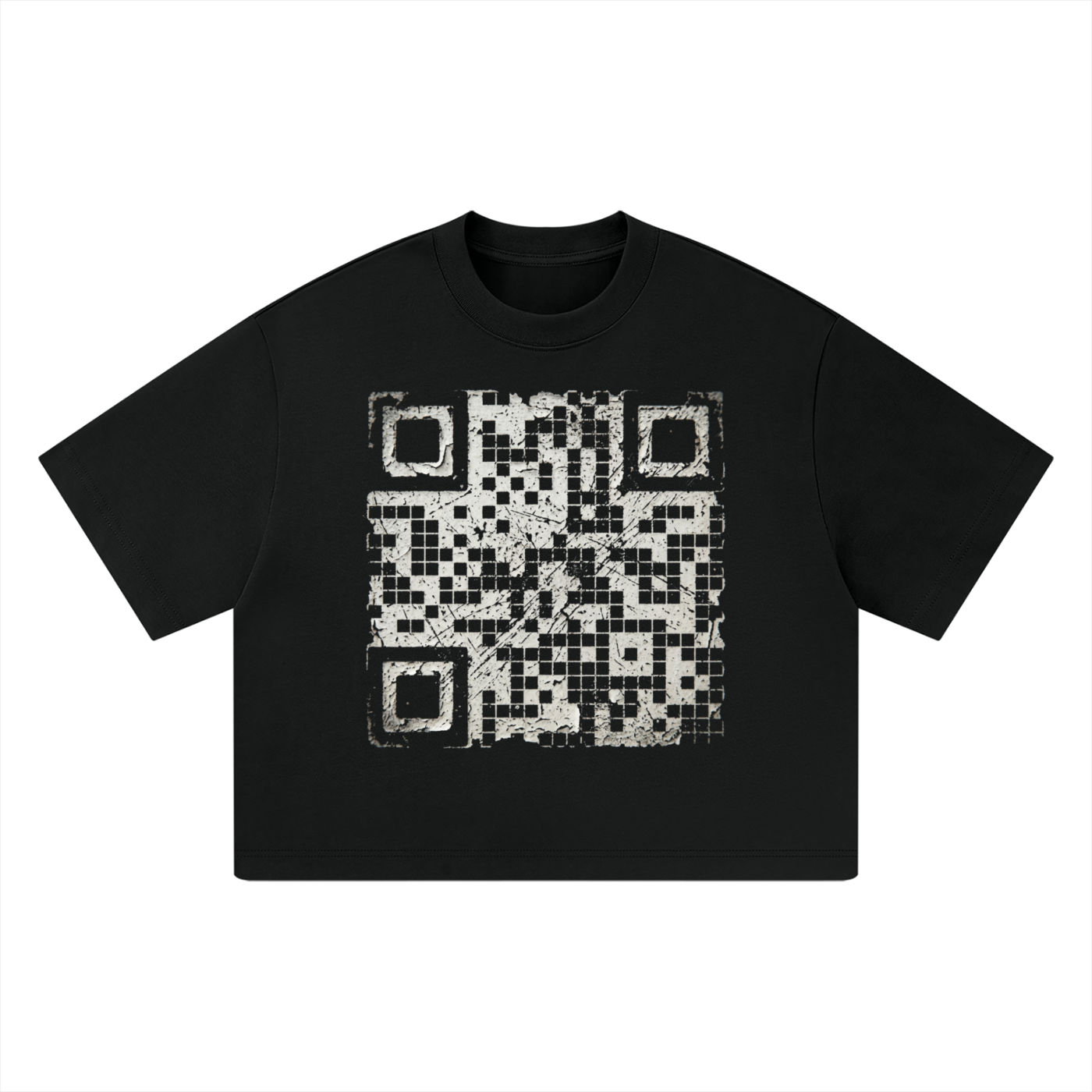 Say It Louder: Distressed QR Boxy Tee (Black & Green)