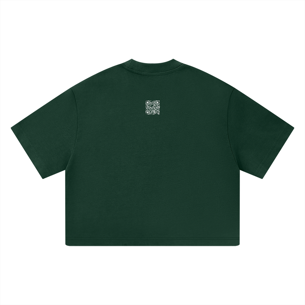Say It Louder: Distressed QR Boxy Tee (Black & Green)