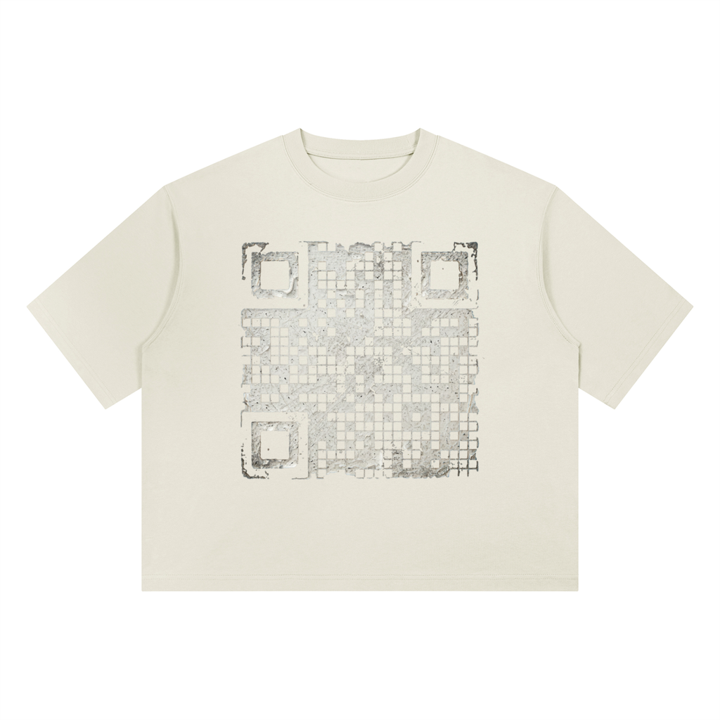 Say It Louder: Oversized QR Tee (White & Grey)
